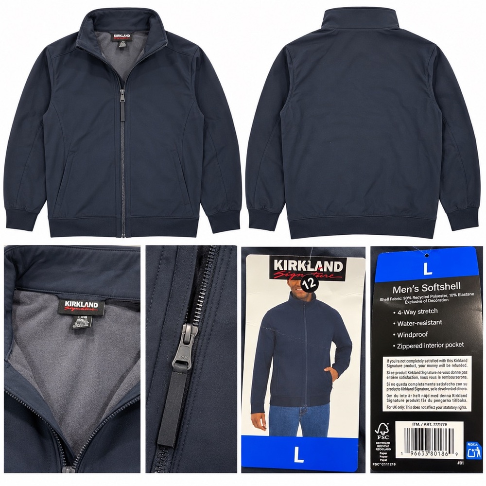 Kirkland Signature Men's Navy Full-Zip Softshell Jacket
